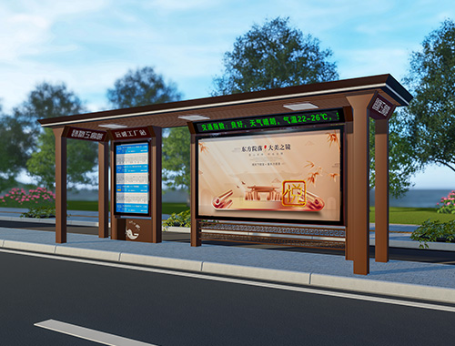 新款來襲！青海大型公交候車亭后現(xiàn)代風格城市仿古公交站臺